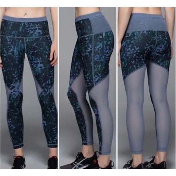 lululemon athletica Pants - Lululemon Running in the City Floral 7/8 Tight Leggings Pockets 2 XS Mesh